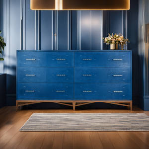 Vietnam Navy Faux Shagreen Convertible <b>Cabinet</b> Traditional Design Modern Appearance Versatile Home Furniture for Living Room - Product Image 5