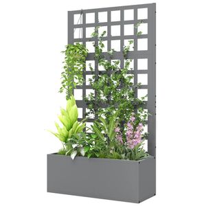 Fioriera Rialzata Grigia e Scaffale per Giardino, Elegante Recinzione, Traliccio e Cancelli - Product Image 5