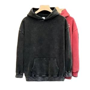 Venta al por mayor personalizado 100% algodón polar sudadera hombres gota hombro con capucha pulóver bordado Puff estampado sólido invierno ropa casual - Product Image 2