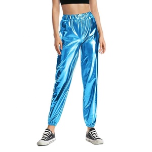 Women Black Wine Navy Slim Leggings Sexy High Waist Elastic Pu Leather Skinny Pants Shiny Wet Look Metallic Latex Leggings - Product Image 1