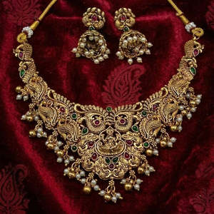 Juego de Collar Choker Jewelemarket Heritage Temple con Piedra Pota y Perla, Joyería Cultural Coleccionable-10575405PGR - Product Image 1