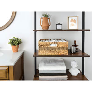 Panier de rangement fait main en jonc de mer naturel et jacinthe d'eau avec cadre et poignées durables - Product Image 3