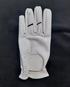 Custom Brand <b>White</b> Full Finger Golf Glove Genuine Leather Breathable Right Hand Unisex Sports Use Hook Loop Closure Model - Product Image 5