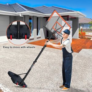 Aro de Baloncesto Portátil Ajustable en Altura de 5.73 m (10 pies) con Tablero de 44 Pulgadas y Soporte, Equipo de Cancha Apto para Interiores/Exteriores - Product Image 6