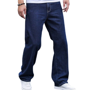 Jeans en denim bleu décontractés pour hommes, fabrication OEM ODM en gros, coupe slim confortable, streetwear - Product Image 1