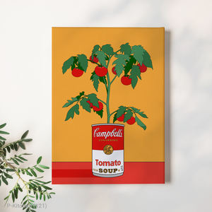 Art mural sur toile pour cuisine, affiche illustrée de soupe de tomates vintage, décoration murale rétro pour cuisine - Product Image 1