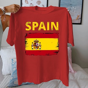 Camiseta de mujer de algodón puro con bandera española de España ajuste cómodo - Product Image 5