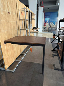 Table pliante d'intérieur, structure métallique, plateau en PB, étagère intégrée, meuble gain de place, deux modes d'utilisation - Product Image 6