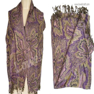 Châle ethnique violet en jamavar à franges pour femme, écharpe longue et chaude pour l'automne - Product Image 2