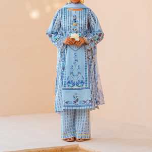 Traje Cambric estampado de 3 piezas PS3817 Colección de vestidos de cóctel elegantes - Product Image 2