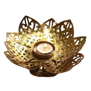 Portavelas de latón de alta calidad estilo árabe vintage con acabado pulido, portavelas de latón puro para decoración del hogar. - Product Image 2