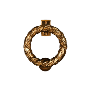Timbre de puerta decorativo Royal Twisted Rope Ring con acabado en latón antiguo y dorado para entradas elegantes del hogar. - Product Image 1