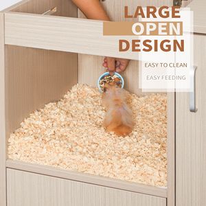 กรงแฮมสเตอร์แบบเปิดได้ 4 ชั้น พร้อมหน้าต่างอะคริลิค ตู้เก็บของไม้สำหรับหนูตะเภา บ้านสำหรับหนูและชินชิล่า เฟอร์นิเจอร์สำหรับสัตว์เลี้ยง - Product Image 6