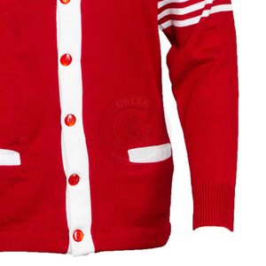 Cardigan personnalisé rouge et blanc Delta Sorority DST, cardigan unisexe ouvert sur le devant, pulls pour femmes, cardigan scolaire grec en chenille, hiver - Product Image 6