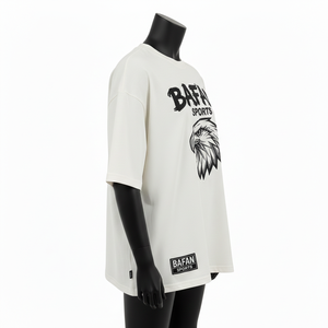 Camiseta Boxy para Mujer, Algodón Jersey Grueso, Corte Oversize, Estampado Gráfico Crema, Logotipo Personalizado, Estilo Urbano - Product Image 5