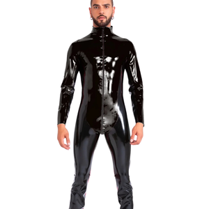 Traje Zentai de Vinilo PU Negro Brillante, Traje Ajustado de Cuerpo Entero, Manga Larga, Disfraz para Fiesta, Cosplay - Product Image 3