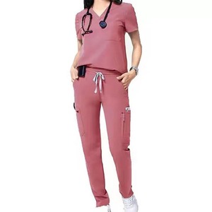 Wholesale Knitted Fabric Nurse <b>Scrub</b> Uniform Best Selling Spandex Polyester Breathable Women Medical <b>Scrubs</b> <b>Sets</b> by Pakistan - Product Image 1