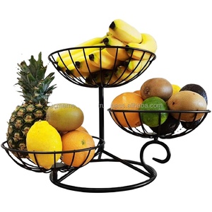 Panier à fruits et légumes en métal à 3 niveaux avec bol élégant Parfait pour le stockage et l'organisation des ustensiles de cuisine - Product Image 3