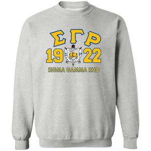 เสื้อสเวตเชิ้ตพิมพ์ลาย Sigma Gamma Rho 1922 สีเทา สำหรับผู้หญิง ชมรมพี่น้องชาวกรีก คอกลม ผ้าฟลีซ พิมพ์ลายกราฟิก เสื้อคลุมแบบสวมหัว สั่งทำได้ เสื้อผ้าสำหรับวิทยาลัย - Product Image 1