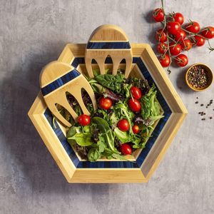 Saladiers en bambou de haute qualité avec poignées, écologiques, multicolores, pour fêtes, vente en gros, ustensiles de cuisine pour desserts - Product Image 3