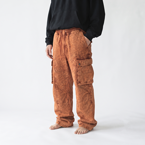 Pantalon cargo jogger oversize délavé à l'acide pour homme, coupe ample, multi-poches, en coton, style streetwear, pantalon décontracté - Product Image 6