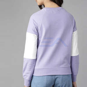 Sweat-shirt pour femme à manches longues en coton avec logo personnalisé de haute qualité, respirant, durable, décontracté, uni - Product Image 3