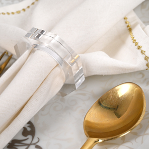 Anneaux de serviette modernes en acrylique transparent, supports géométriques transparents pour la décoration de table de mariage ou de fête - Product Image 2