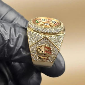 Anillo de compromiso y boda de moissanita con corte brillante, estilo Hip Hop, de plata de ley chapada en oro, con diseño de trébol y racimo, regalo de compromiso - Product Image 3