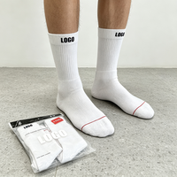 Chaussettes unisexes de couleur unie, logo personnalisé, chaussettes en coton tricotées, chaussettes de sport respirantes, chaussettes décontractées mi-mollet