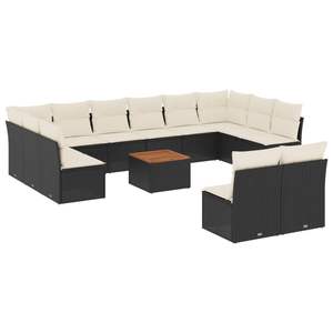 Conjunto de Sofás de Jardín en Negro y Blanco Crema - Product Image 2
