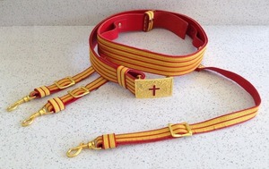 Ceinture rayée faite à la main avec emblème croix, boucle dorée, accessoire de décoration textile, type de tissu : simili cuir - Product Image 5