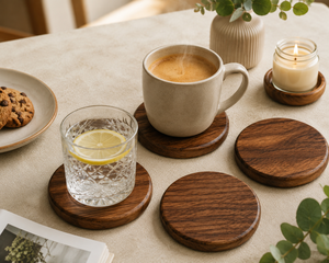 Decorative Wooden <b>Coaster</b> <b>Set</b> of 4 Premium Drink <b>Coasters</b> for Home Décor Stylish Beverage <b>Coasters</b> for Kitchen, Dining & Office - Product Image 1
