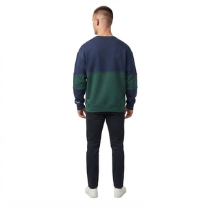 Mens <b>Navy</b> Green Color Block Crewneck <b>Sweatshirt</b> Casual Streetwear Pullover Long Sleeve Top - Product Image 2