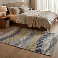 Tapis DECORDEC Chevron Ondulé Superposé Argenté en Laine Tuftée à la Main Antidérapant Écologique à Poils Moyens Épais pour Maison, Hôtel, Salon