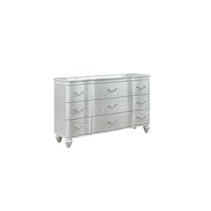 Punto di riferimento in stile tradizionale cassettone in legno argentato con cassettiere in metallo - Product Image 1
