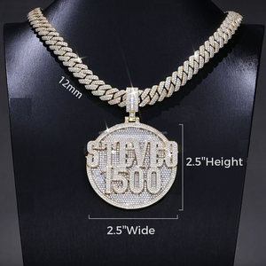 Collar con colgante de diamante CZ helado de moissanita chapada en oro para hombre, joyería ostentosa con forma de letra estilo Hip Hop para ocasiones de fiesta - Product Image 2
