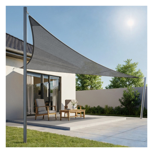 Voile d'ombrage triangulaire grise en HDPE, respirante, protection UV, pour jardin, patio, balcon, extérieur - Product Image 2