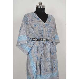 Vestido Kaftán Midi de Algodón 100% Hecho a Mano para Mujer, Romántico, Vintage, con Estampado Floral, Cuello en V, Manga Corta, Ecológico y Transpirable - Product Image 5