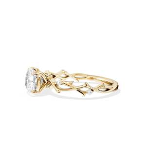 Anillo de compromiso de diamantes talla radiante para mujer, oro de 14k, engaste de púas, estilo floral - Product Image 5