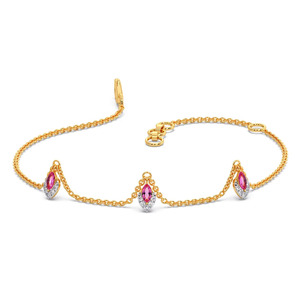 Pulsera de diamantes Leaf Link con marco delgado de oro amarillo y diseño central botánico fluido - Product Image 2