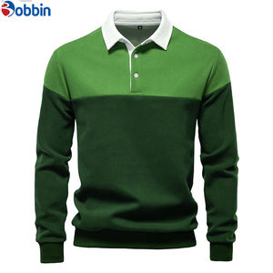 Chemise unisexe décontractée tendance pour homme, respirante, en polyester/coton tricoté, brodée, à manches longues, couleur unie, col rabattu, devant uni - Product Image 6