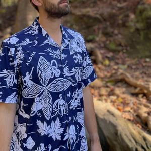 Men's Blue Short Sleeve Hawaiian Print <b>TShirt</b> Regular Fit Casual Wear Breathable <b>Polyester</b> Woven Patterned Design - Product Image 3