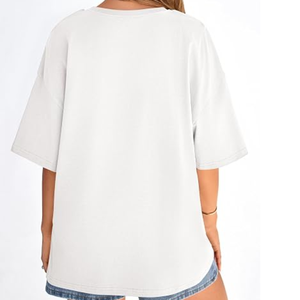 Camiseta Oversize para Mujer, Blusa Casual Holgada para Salir, Camisa de Manga Corta con Hombros Caídos para Uso Diario y Estilo Urbano - Product Image 4