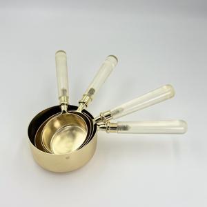 Offre Spéciale – Ensemble de 4 Tasses à Mesurer en Acier Inoxydable de Haute Qualité, Finition Dorée avec Poignée en Résine Transparente – Outils de Pâtisserie à Faible MOQ - Product Image 5