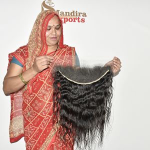 Extensions de cheveux humains ondulés 100% Remy indiens, 13*6 HD Frontal, à trame unique, cuticules brutes alignées, pour grossistes - Product Image 1