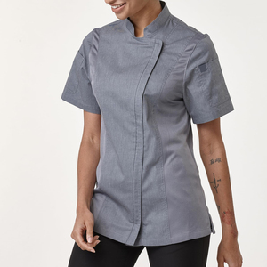 Women Kitchen <b>Chef</b> Jacket With Short Sleeve Professional Manufacture Culinary Uniform Coat For Restaurant Hotel - Product Image 3