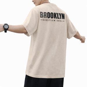 T-shirt sportif à manches courtes en coton surdimensionné pour homme, col rond, logo personnalisé, respirant, absorbant l'humidité, décontracté, unisexe - Product Image 4