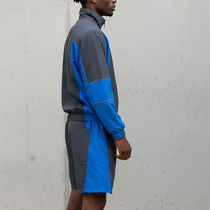 Lightweight Men's Windbreaker Hooded Short Set <b>Zip</b> Jacket Matching Shorts Gym Fitness Outdoor Sportswear - Product Image 2