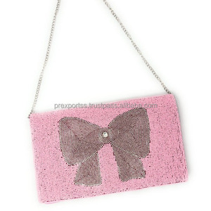 Custom Designer Elegant for <b>Silver</b> Beaded <b>Clutch</b> Evening Handbag Handmade Embroidered Party Foldable Durable Eco-Friendly Chain - Product Image 2