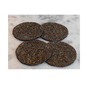 Ensemble de 4 sous-verres en perles de verre marron et blanc à tourbillon faits à la main, thé, café, boisson, table à manger, sous-verre, occasion festive et décoration - Product Image 4